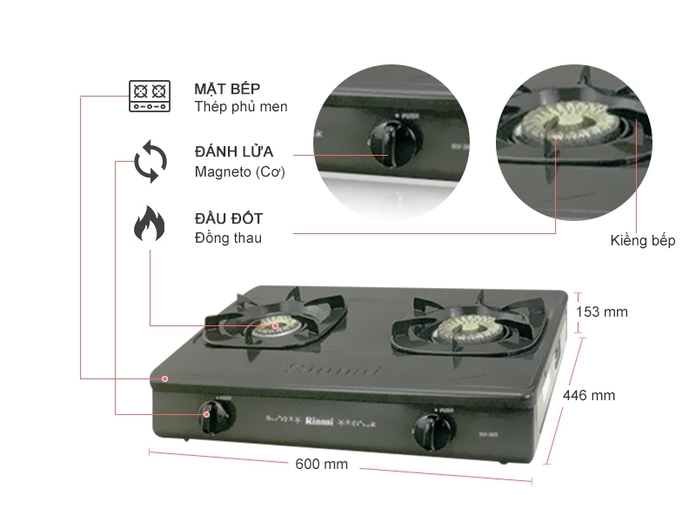 Bếp gas 6 tấc Rinnai RV-365G(N)